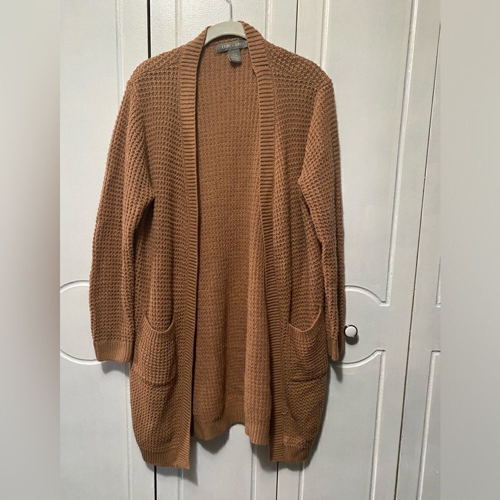 Lark & Grey Earthy Neutral Waffle texture open cardigan large
